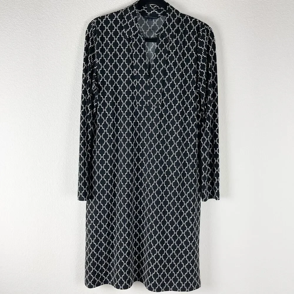 Brooks Brothers 346 Geometric Dress Womens Medium‎ Sheath Allover Print Classic